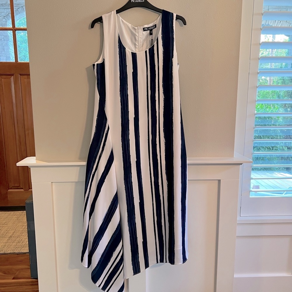 NEW- Blue & White Summer Dress - size 8